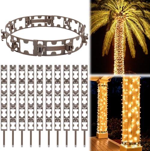 RGJ 12 Pcs Christmas Light Clips Hooks for Outdoor Strip Light, No Wrap Straps for Christmas Lights, Christmass Light Mounting Clips for Easy Holiday Lighting on Trees, Columns, Porch, Deck