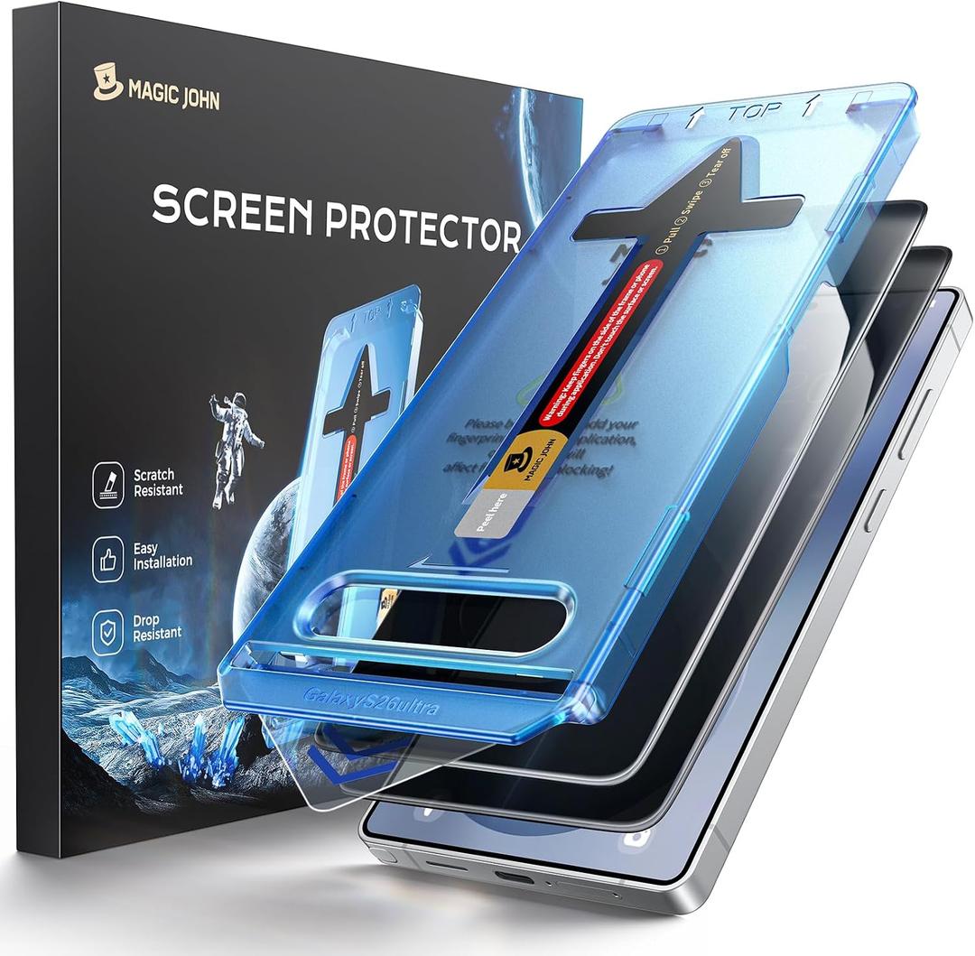 MAGIC JOHN for Samsung Galaxy S26 Ultra Privacy Screen Protector 6.9inch, 28Anti Spy, Fast Easy Installation, Tempered Glass, Fingerprint Unlock, Bubble Free, Anti-Scratch, 2 PACK