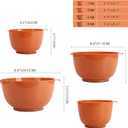 BoxedHome Nesting Plastic Mixing Bowl Set, 4 Piece Mixing Bowl Set with Pour Spouts, Size 1.7, 2.5, 3.5 and 4.5qt, for Prepping, Mixing, Baking, Cooking, Brownish Orange