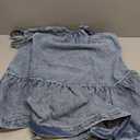 Women Denim Cami Dress Tie Shoulder Ruffle Hem Short Dresses Babydoll Wash Jean Sundress with Pocket (Blue, XL)