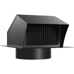 Roof Vent Cap 12 Inch Removable Rooftop Black Exhaust Iron Vent Cap with Damper for Ventilation System