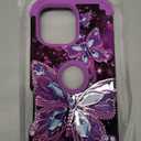 Hekodonk for iPhone 16 Pro Max Case,Glow in The Dark Three Layer Heavy Duty Shockproof Protection Hard Plastic+Soft Silicone Full Body Drop Protective Case for Apple iPhone 16 Pro Max,All Purple