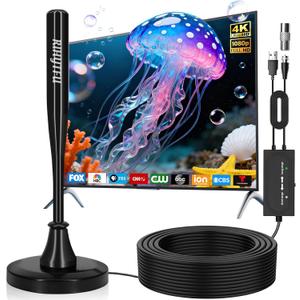 TV Antenna Indoor for Local Channels, 2026 Antenna for Smart TV with Strong Magnetic Base, Long Range Reception HD Digital Antennas, 16.5ft Long Cables, Supports 4K 1080P (Black)