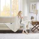 Beautyrest Heated Electric Blanket for Cold Weather, Fast Heating Heated Blanket, Auto Shut Off, Virtually Zero EMF, Multi Heat Setting, UL Certified, Ivory Throw (60 inx70 in)