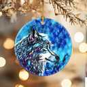 2 x Christmas Ornaments, Dodosky 2.8in Ceramic Wolf Ornament, Xmas Decor, Christmas Tree Ornaments, Xmas Decorations for Tree, Holiday Ornament, Gifts for Wolf Lovers, Gifts for Women Men