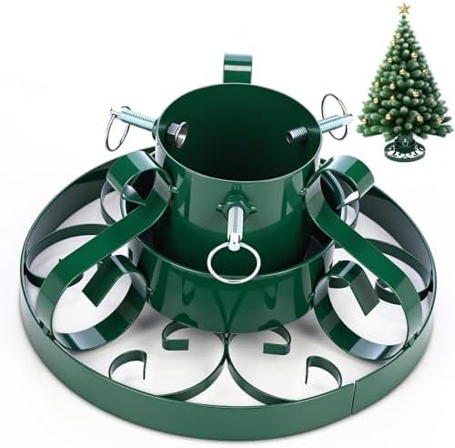 MorningRo Snowman Christmas Tree Stand with Water Reservoir 8.5ft Christmas Tree Holder Real Xmas Artificial Trunks Stand Fits Up to 1.37"-3.34'' Diameter Pine Holder Base Iron for Rustic Decoration