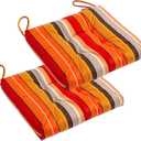 2-Pack Outdoor/Indoor Wicker Patio Seat Cushion Pad with Ties - Dining Chair Cushion, 17" x 17" (Orange and Red Stripes)