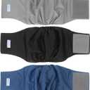 Teamoy 3 Pack Male Dog Diaper Wrap with Gray Lining, Washable Puppy Belly Bands, Super-Absorbent and Comfortable(M,13"-16" Waist) (Black+gray+dark Blue(gray Lining))
