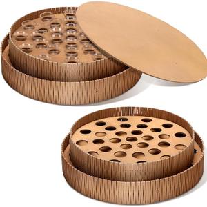 2 Sets of Wooden Communion Tray with Lid for Churches Set Wood Stackable Round Communion Trays Set Churches with Cover for Baptism Church Family Wedding, 2 Sizes