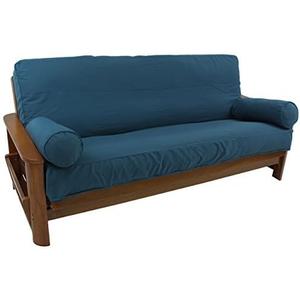 Blazing Needles Solid Twill 8" to 9" Futon Cover Set with 2 Bolster Pillows (Set of 3), Full, Spice