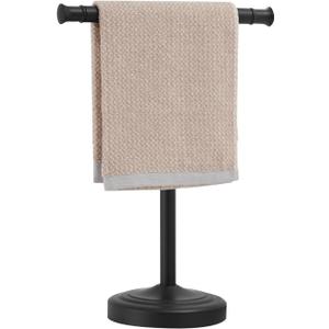 RUMOSE 13 Inch Matte Black Towel Stand Hand Towel Holder Bathroom Kitchen Vanity Countertop T-Shape Towel Rack Free Standing Stainless Steel Towel Bar Towel Ring