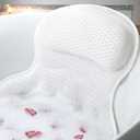 Bath Pillow Bathtub Pillow, Luxury Bath Pillows for Tub Neck and Back Support, Bath Tub Pillow Headrest with Soft 4D Mesh Fabric and Non-Slip Suction Cups, Relaxing Bath Accessories Spa Gifts (White)