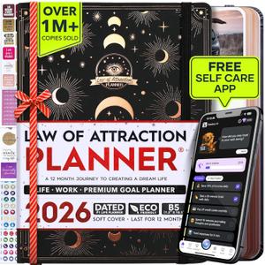 Deluxe 2026 Planner Weekly and Monthly | Law of Attraction Planner with Productivity App | 12-Month for Productivity, Gratitude & Goal Setting | Includes Foldable Vision Board, Gift Box & Stickers, B5 18.29 x 25.65 cm