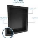 Tile Redi USA RN1620S-BI Redi Niche Single Recessed Shower Shelf, One Inner Shelf, 20" H x 16" W, Black