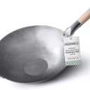 Flat Bottom Carbon Steel Wok Pan - Authentic Hand Hammered Woks and Stir Fry Pans - 14" Pow Wok