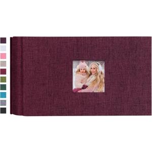 Mublalbum Small Photo Album 4x6 100 Photos Linen Cover Picture Book with Horizontal Pockets for Wedding Family Anniversary and Baby (Purple)