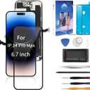 for iPhone 14 Pro Max Screen Replacement, 6.7inch 3D Touch Display Full Repair kit, Digitizer Assembly with Tools Set, Tempered Glass, Instruction