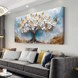 LAVIKARS Tree of Life Wall Art Oil Painting Reproduction Print Modern Abstract Canvas Paintings Waterproof Artwork Landscape Picture for Living Room Bedroom Home Office Kitchen Decor (23x46inch)