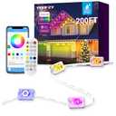 POOFZY Permanent Outdoor Lights for House,200ft RGB+IC Smart Outdoor Decor, 50 Scene Modes,App/Remote Control,for Christmas,Easter,V-Day,Thanksgiving,Daily & Holiday Party Decor