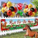 Kentucky Balloons Party Decorations - Run for the Roses Banner with Horse Racing Theme Balloons, Rose Foil and Latex Balloon Decor for Derby Party