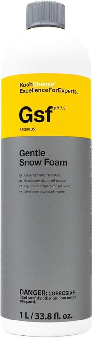 KOCHCHEMIE Gentle Snow Foam - pH Neutral Pre-Cleaning; Works With Foam Cannons & Sprayers; Manual Washing Shampoo; Safe on Existing Wax & Sealed Surfaces; Unique Cherry Fragrance (1 Liter) (33.8 Fl Oz (Pack of 1))