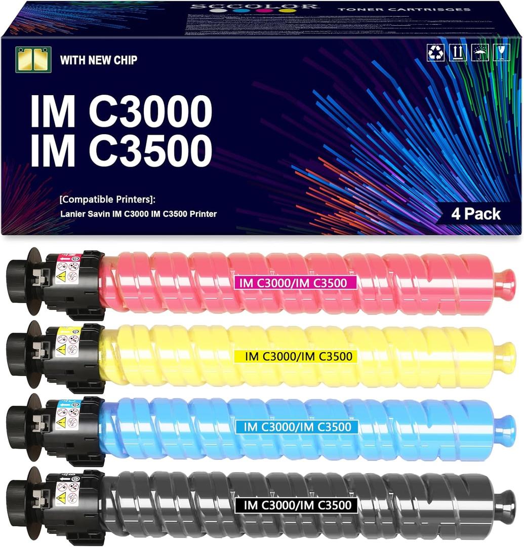 IM C3000 IM C3500 IMC3000 IMC3500 Toner Cartridge High Capacity Replacement for Ricoh 842251 842252 842253 842254 Compatible for Ricoh Lanier Savin IM C3500 IM C3000 Printer