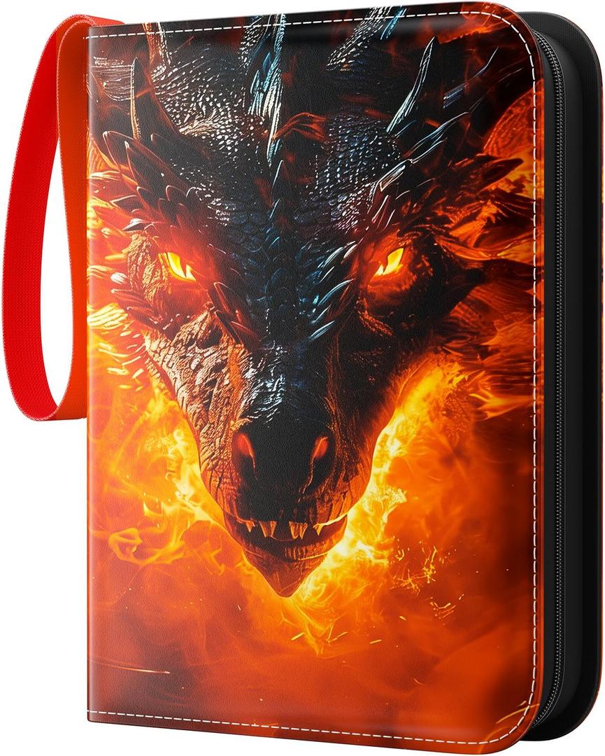 Trading Card Binder 4 Pocket, Waterproof PU 400Pockets Card Holder, Portable Zippered Collectible Game Card Albums Gifts for Boys and Girls, Trading Card Album for MTG/TCG/Card Holder Gift