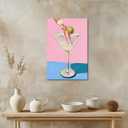 Vintage Cocktail Wall Art Playful Martini Olive Girl Diving into Cocktail Glass Posters Funky Aesthetic Canvas Prints Retro Bar Cart Decor for Bar Bedroom 8x12inch Framed (style-4)