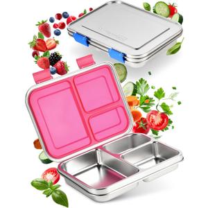 My Vesperbox - Stainless Steel Bento Lunch Box for Kids & Adults  3-Compartment Leakproof Lunch Container, Eco-Friendly, Dishwasher Safe, Perfect for Healthy School & Work Meals (Purple)