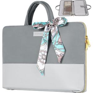 Ytonet Laptop Bag for Women 15.6 Inch, TSA Slim Water Resistant Laptop Case with Handle, Computer Bag Compatible for Lenovo, HP, Dell, Asus Notebook, Suit for Travel, Office, Daily Use, Grey