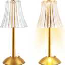 Liliful 1 Pcs LED Portable Cordless Table Lamp Touch Battery Operated Rechargeable Gold Desk Lamp 3 Color Dimmable for Bedroom Living Room Dining (Gold,Rose Style)