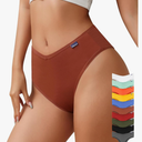 ASIMOON High Waisted Cotton Bikini Underwear for Women Sexy High Cut Cheeky Panties Ladies Stretch V Waist Panty S 10 Pack