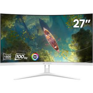 CRUA 27" Curved White Monitor, Full HD(1920x1080P) VA Panel 1800R 100HZ 120% sRGB Professional Computer Monitors, 3Sides Frameless, Flicker-Less,Blue Light Filter, for Office & Gaming (VGA, HDMI)