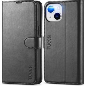 TUCCH Wallet Case for iPhone 13 Mini, [TPU Shockproof Inner Shell] PU Leather [RFID Blocking] [Credit Card Holder] Magnetic Stand Flip Cover Compatible with iPhone 13 Mini 5.4-inch 2021, Black