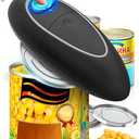 One Touch  Electric Can Opener Fits Almost All Can Sizes for Seniors with Arthritis, Hand Held Battery Operated Can Opener with Smooth Edge, Food Safe Kitchen Gadgets Automatic Can Opener for Kitchen, Black/Grey 