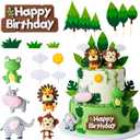 19Pcs Safari Animal Cake Toppers Safari Animal Cake Decorations Jungle Animals Themed Birthday Party Decorations