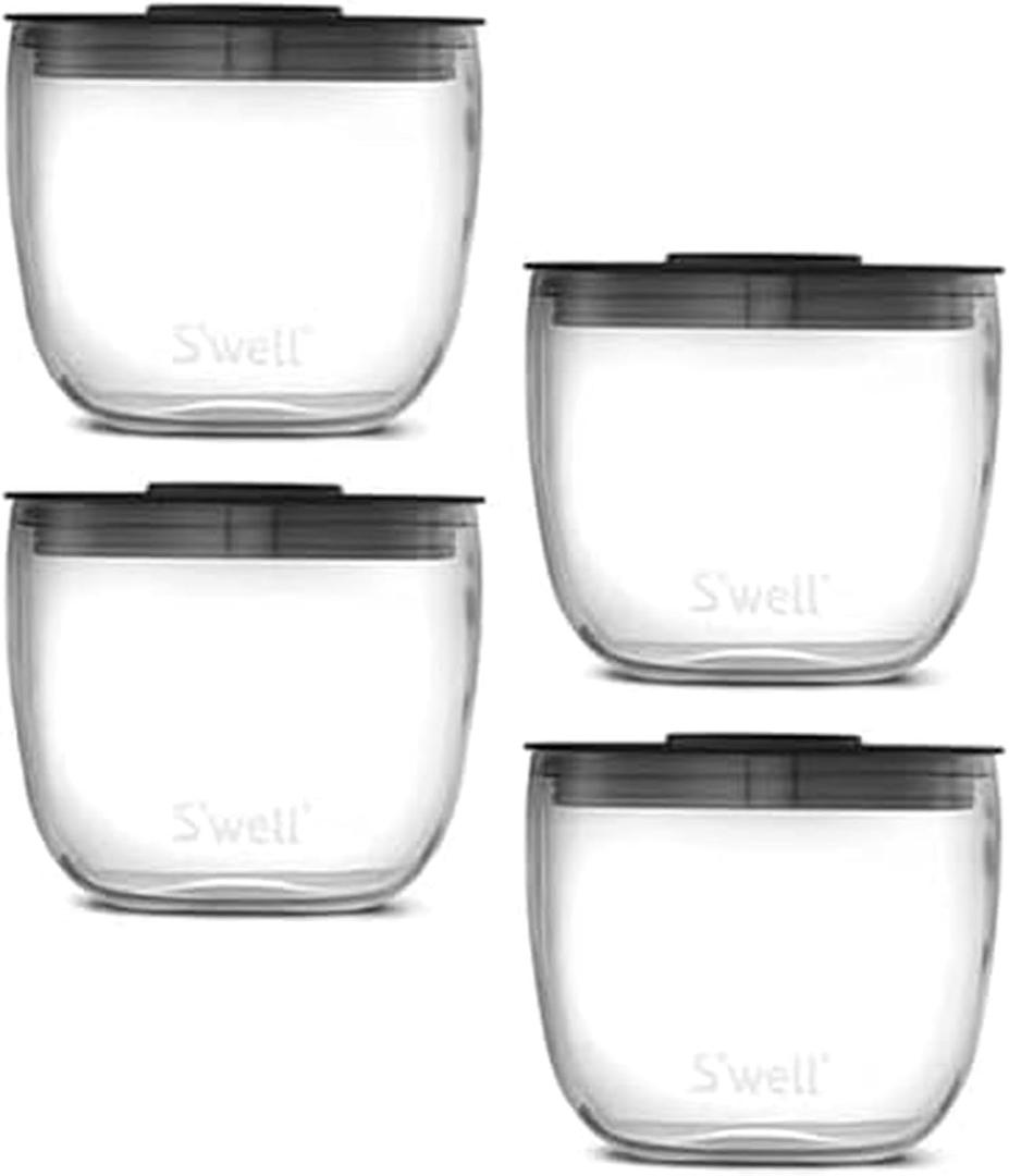 S'well Tritan Prep Bowl Set of 4, 10oz, Makes Meal Prep Easy And Convenient, Leakproof Lids, Microwavable and Dishwasher Safe, BPA Free (Clear)