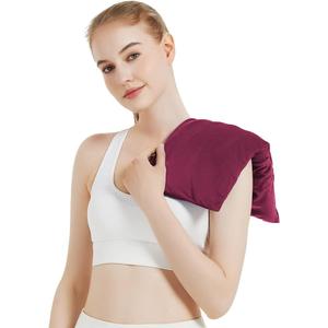 Microwavable Heating Pad with Washable Cover, 8 x 18 Microwave Heating Pad for Neck and Shoulders, Moist Heat Bean Bag Warm Compress for Knee, Joints, Wrist, Abdomen (Wine Red)