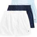 POLO RALPH LAUREN Men's Classic Fit Cotton Woven Boxers, 3 Pack (Small, White/Cruise Navy, Light Blue/Cruise Navy, Cruise Navy/Sporting Royal - 3 Pack)