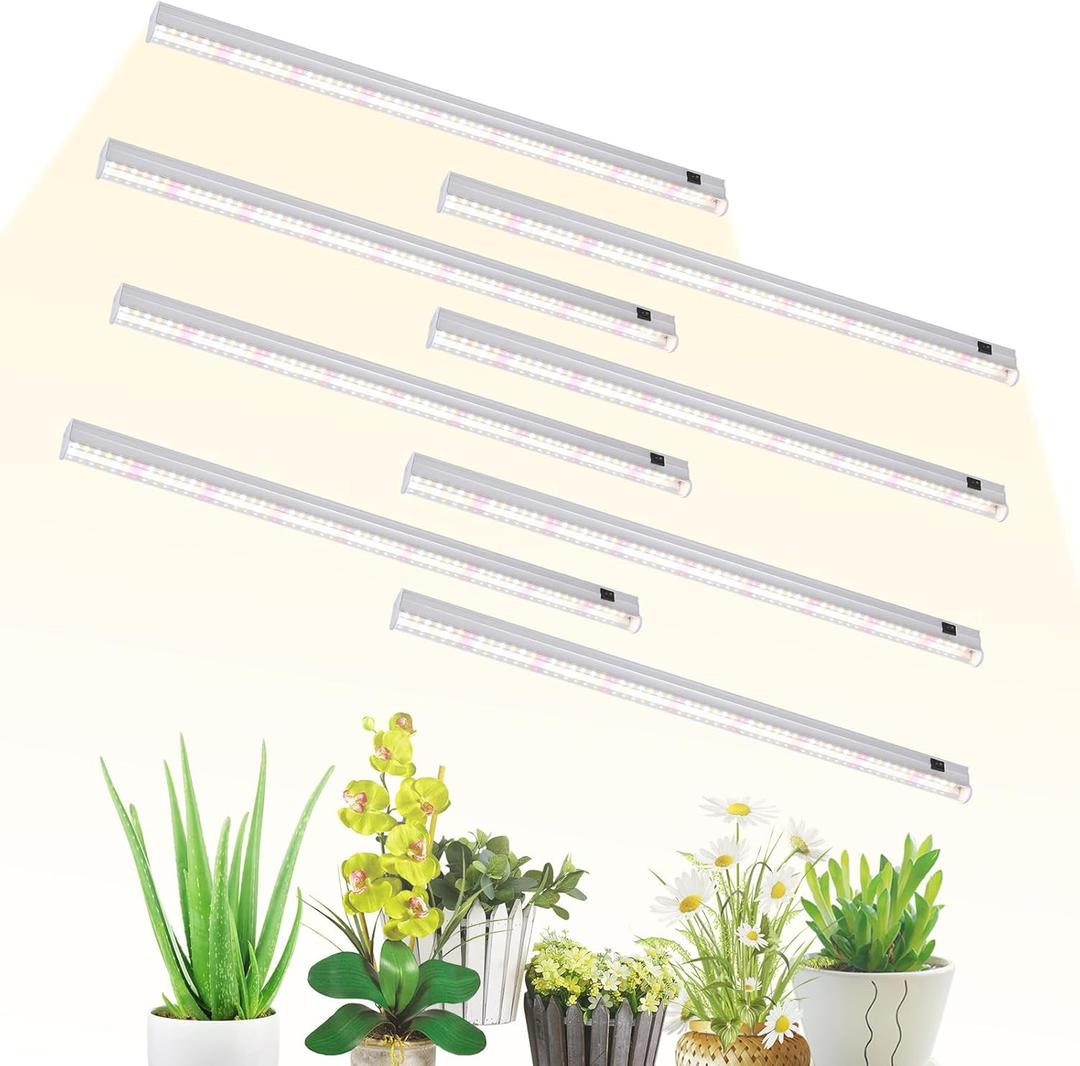 T5 Grow Lights, 2FT 120W (815W, 1000W Equivalent), Full Spectrum Grow Lights for Indoor Plants, 4000K, Plug and Play, Easy to Install, for Greenhouse & Plant Shelves (8 Pack)