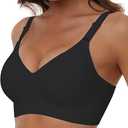 HORISUN Comfortable Seamless Full Coverage Bra for Women Wireless Bras with Soft Support Regular and Plus Size (Black, Large)