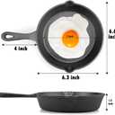 6 Inch Cast Iron Skillet, Frying Pan with Drip-Spouts, Pre-seasoned Oven Safe Cookware, Camping Indoor and Outdoor Cooking, Grill Safe, Restaurant Chef Quality