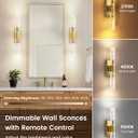 VOLISUN Battery Operated Wall Sconces Set of Two,Gold Sconces Wall Decor Set of 2,Wireless Wall Sconces with Remote,Rechargeable Wall Light for Living Room,Bedroom,Bathroom,Vanity (15.3 inch)