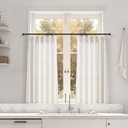 Joywell Short Tier Cafe Curtains 36 Inch - Linen Pinch Pleated Kitchen Drapes 2 Panels, Natural Cream Light Filtering Semi Sheer Small Window Curtain for RV Half Window Over Sink Basement 29x36