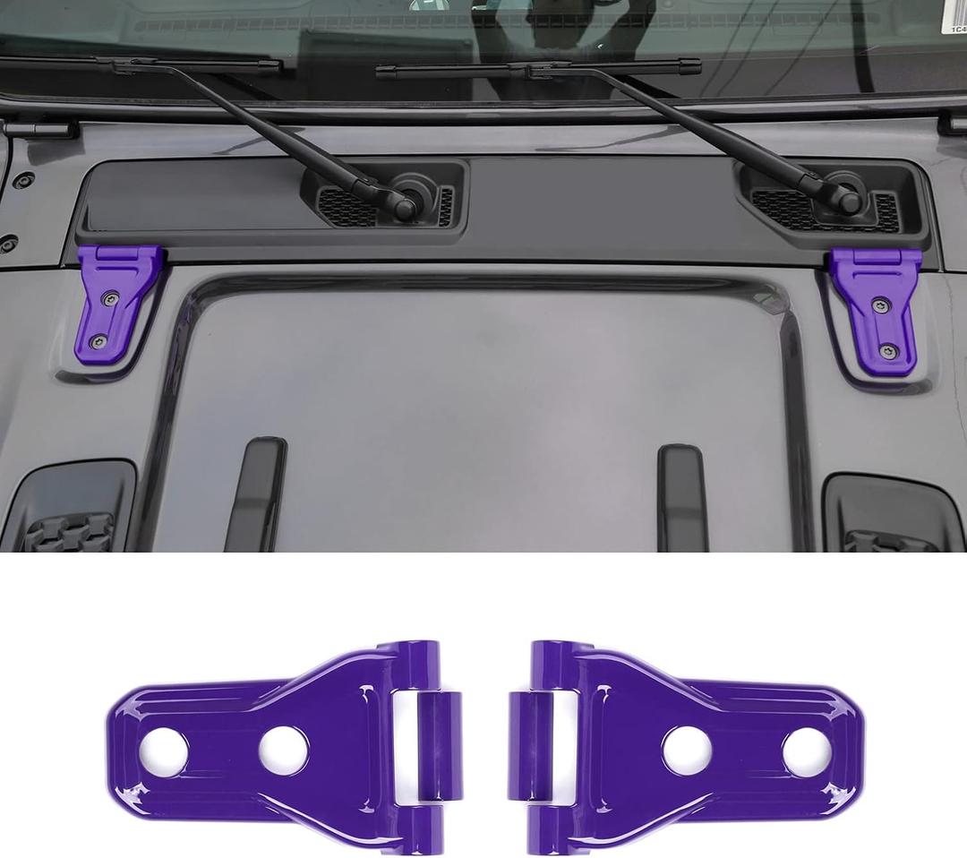 Hood Hinge Cover Decoration Trim Exterior Cover Kit Fit for 2018-2025 Jeep Wrangler JL JLU & Gladiator JT(Purple)
