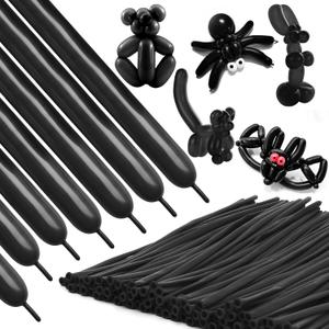 Black 260 Balloons 100PCS Long Balloons for Balloon Animals Thickening Latex Twisting 260Q Balloon Arch Black Halloween Party Decorations New Year 2025 Balloons Decorations