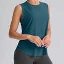 SANTINY Women's Sleeveless Workout Tops Breathable Lightweight Active Tennis Yoga Shirts Athletic Running Tank Tops for Women (L, Teal)