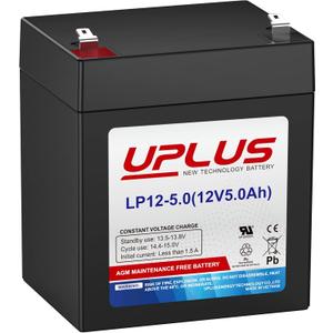 UPLUS LP12-5 12 Volt 5Ah Rechargeable AGM Battery, DJW12-4.5 SLA Battery Replacement Batteries Backup for LiftMaster/Craftsman 4228 Garage Door Opener, Security Alarm System etc.