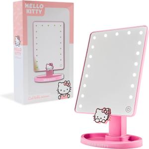 Hello Kitty Sanrio Vanity Mirror for Girls Teens Women with Compact LED Table Mirror Touch Screen Lighting Trinket Tray Girls Make Up Accessories