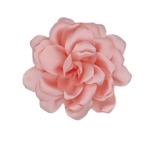 Large Camellia Satin Fabric Flower Brooch Pins Hairpin for Women,ladies. (Pink)